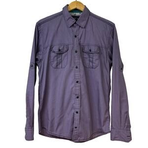 Drill Clothing Co. Mens Purple Striped Button Up Long Sleeve w Pockets Size M